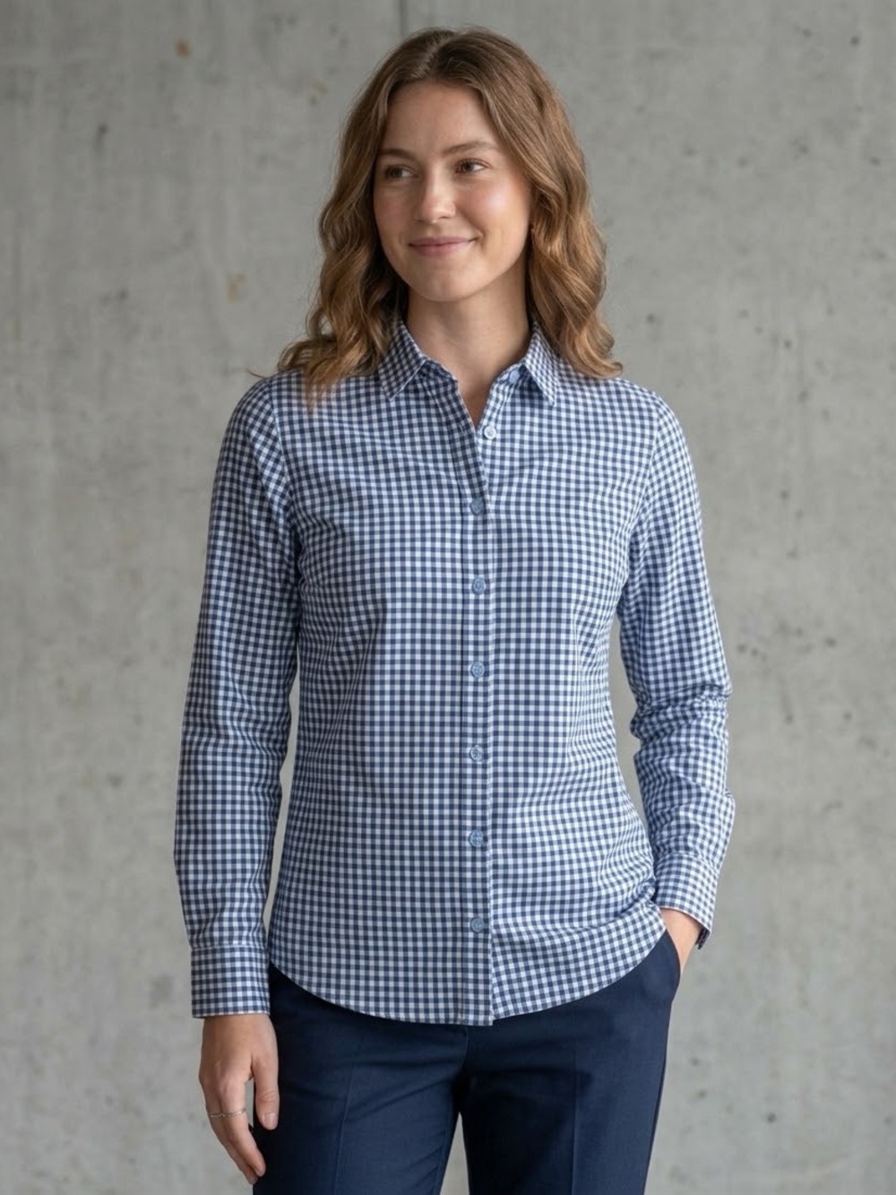 Classic Blue Gingham Button-Down Shirt